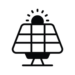 Creatively designed glyph style icon depicting solar energy panel