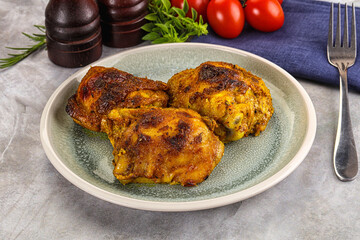 Roasted chicken thighs  with spices