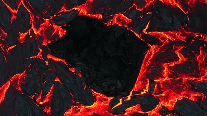 Glowing fresh lava stream flow, Icelandic volcano eruption closeup - 4k slow motion - Powered by Adobe