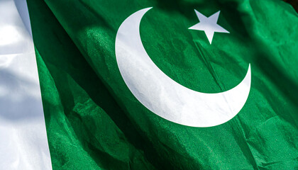 Pakistan flag fabric detail close view
