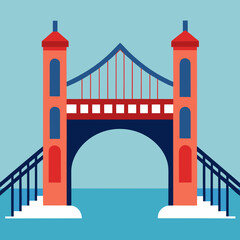Suspension Bridge Vector Illustration