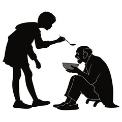 Helping the Homeless Silhouette Illustration