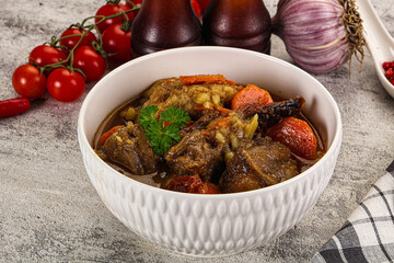 Gourmet Oxtail beef soup with vegetables