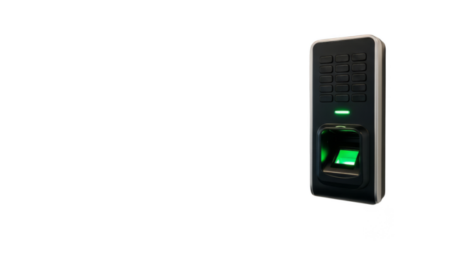Biometric door access with glowing keypad