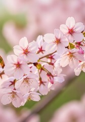 Delicate Blossoms: Close-up of Cherry Tree Flowers in Pastel Shades
