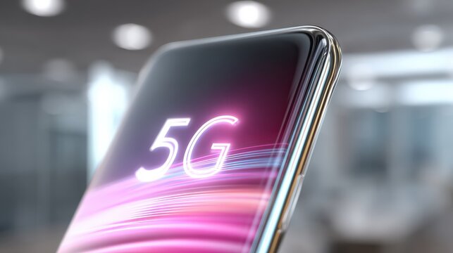 5G Cellular Technology Displayed on Modern Smartphone with High Speed Network Connectivity and Futuristic Design
