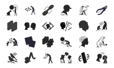AI Technology and Innovation Icon Set – Artificial Intelligence, Neural Network, Automation, Machine Learning, Cybersecurity, and Communication Vector Bundle