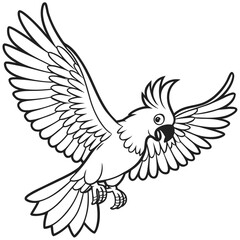 Flying Parrot Bird Line Art Illustration