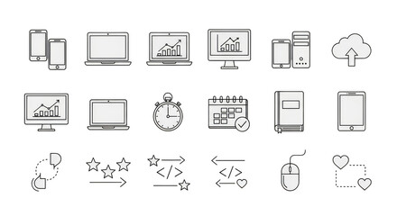 Digital icons depict technology and organization