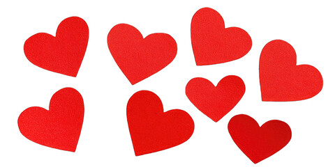 Red hearts clustered on black background