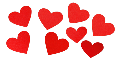 Red hearts clustered on black background