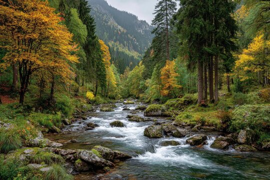 Autumnal mountain stream