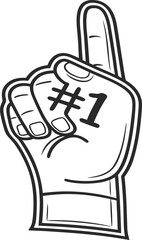 Number One Sports Fan Foam Hand Icon  Raised Forefinger Vector Illustration