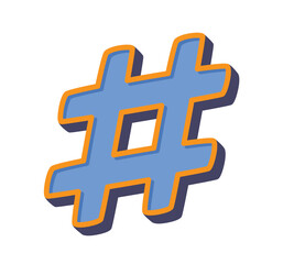 Blue and Orange hashtag Sign Icon