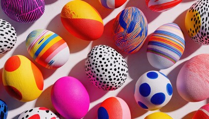 Obraz premium Colorful decorated eggs, various patterns
