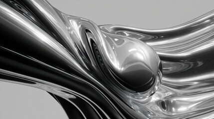 Silver Chrome Abstract - Metal, Liquid, Flow, Design