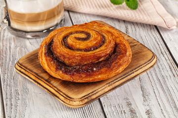 Homemade cinnabon swirl pastry with cinnamon