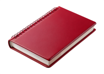 red book diary blank cover notebook on transparent background