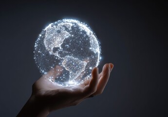 A hand holds a glowing, digital globe (1)