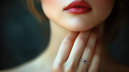 E-commerce jewelry template, black diamond ring and necklace showcase, high-definition studio