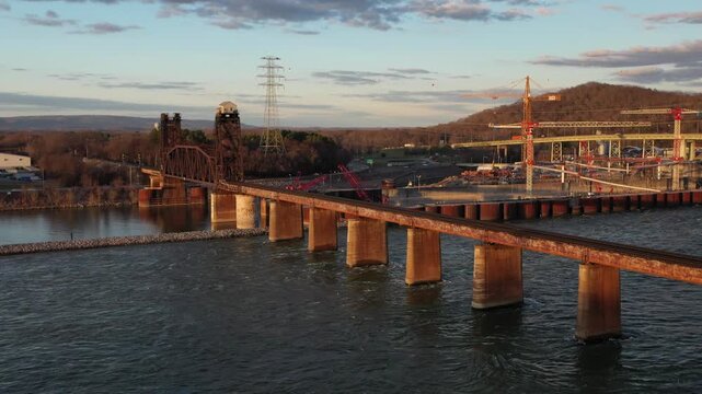 Stunning 4K drone footage of Chickamauga Dam, showcasing its structure, the Tennessee River, and scenic beauty. Perfect for infrastructure, travel, or history projects.
