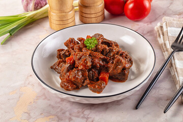 Hungarian goulash with beef meat