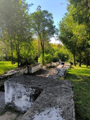 Concrete park pathway