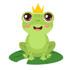 Cute Frog Prince Vector Illustration
