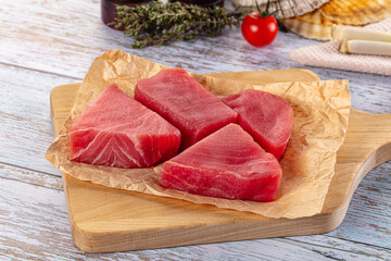 Raw tuna steak for cooking
