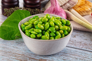 Edamame beans in the bowl
