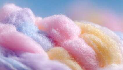 Close-up of pastel-colored cotton candy