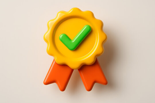 Seal of Approval: A bright, eye-catching close-up of a badge depicting a vibrant seal of approval, rendered with clean lines and vivid colors, perfect for illustrating quality assurance.
