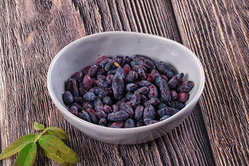 Sweet juicy ripe honeysuckle berries