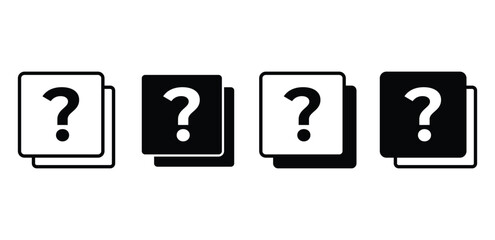 Black And White Square Question Mark Icons Stacked Vector Design Simple Flat Illustration