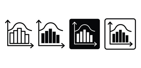 Black and White Histogram Icons Set Data Visualization Charts Vector Design Illustration