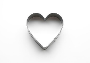 Heart shaped metal cookie cutter for baking isolated on white background