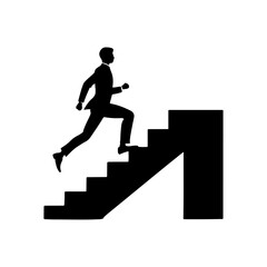 Stairway to Progress: A man's journey towards success, symbolizing the continuous improvement of his personal and professional life.