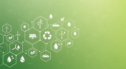 Fototapeta premium Environmental Icon Network on Green Gradient Background