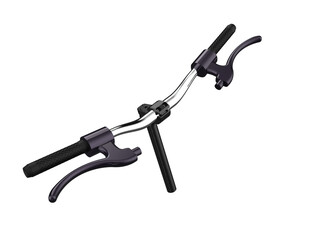 Modern bicycle handlebars with black grips, chrome bar, and brake levers, isolated on a white background. Perfect for cycling, sports, and transport designs on a PNG Transparent HD Background.