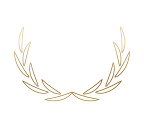 Golden laurel wreath frame isolated on white background. Elegant circular leaf ring in minimalist gold gradient design for awards, certificates, invitations, luxury branding. Decorative vector element