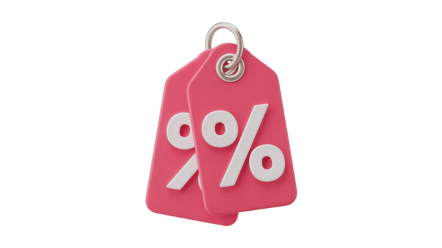 Bright pink 3d discount tag featuring ninety nine percent isolated on transparent background