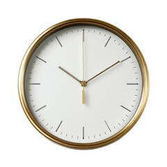 Gold-framed, white-faced clock