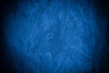 Old wall pattern texture cement blue dark abstract  blue color design are light with black gradient background.