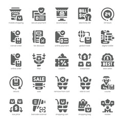 Electronic Shopping Icon pack for your website, mobile, presentation, and logo design. Electronic Shopping Icon solid design. Vector graphics illustration and editable stroke.