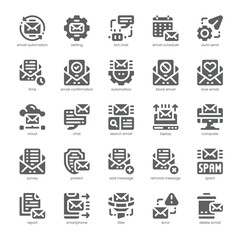 Email Automation Icon pack for your website, mobile, presentation, and logo design. Email Automation Icon solid design. Vector graphics illustration and editable stroke.
