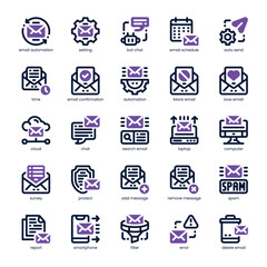 Email Automation Icon pack for your website, mobile, presentation, and logo design. Email Automation Icon dual tone design. Vector graphics illustration and editable stroke.