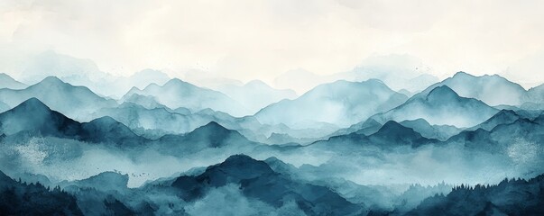 Minimal landscape art with watercolor brush texture, perfect for prints, wall art, and canvas decorations, capturing the abstract beauty of nature, Generative AI