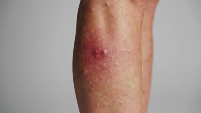 Cellulitis on Lower Leg: Skin Redness and Swelling with Subtle Heat Effect