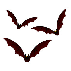 Fototapeta premium vector illustration of a halloween bat. black bats with red effect color on transparent background. Bat and wings. Bats flying on the air. Animal, fauna, fly, helloween, element, sticker. PNG 