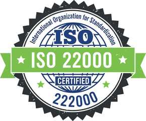 Iso 22000 certified food safety management system emblem